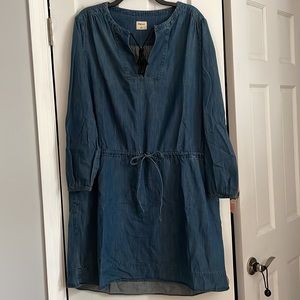 Gap 1969 Tunic Dress Denim Pullover Long Sleeve, size large, dark denim